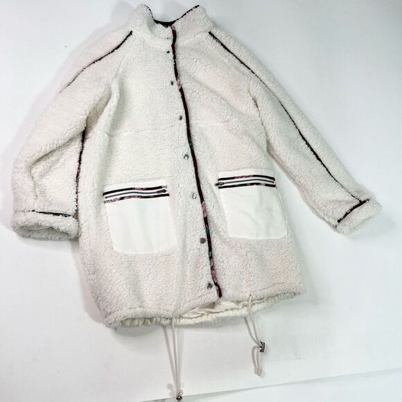 Matilda Jane Snow Day Faux Sherpa Jacket Womens Small White Oversized Cozy - Picture 1 of 9